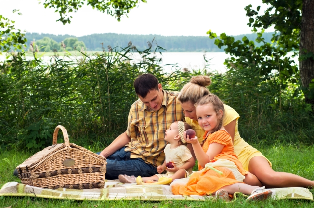 Family on a picnic. 